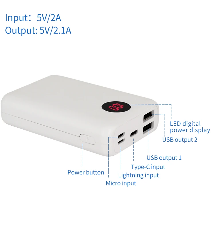 portable mini power bank 10000 mah with 2 usb mobile charger