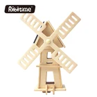 Robotime 3D Wooden Puzzles Solar Powered Windmill Toys For Educational