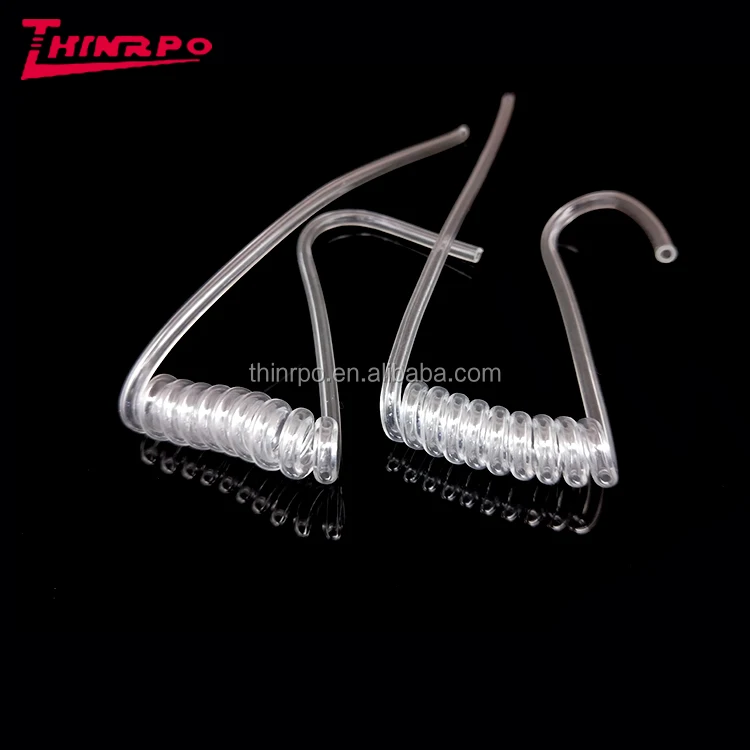 Clear Pvc Acoustic Tube With Mushroom Eartip Coil Acoustic Tube For