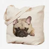 French bulldog pattern standard size canvas tote bag cotton canvas beach bag XL large canvas shopping bag