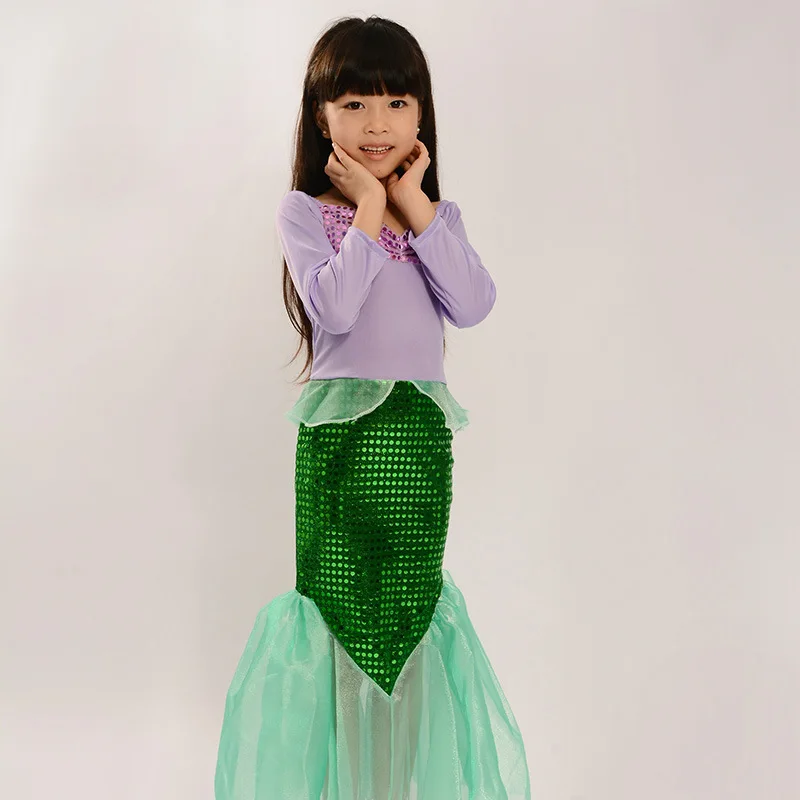 Русалочка для девочек костюмы платья принцессы Хэллоуин Детские костюмы