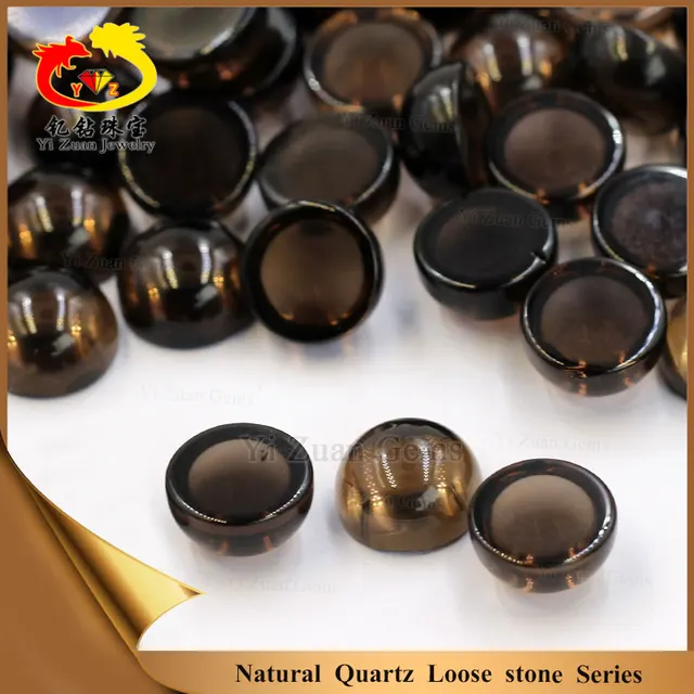 Good quality natural round cabochon smoky quartz gem stones crystal