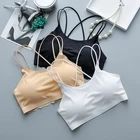 ice silk no trace cross strap wrap chest bra lace sexy beauty back tube top anti-lightsimple ladies bottoming tank top