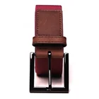 Dark Red Fabric Canvas Strap Solid Black Buckle Full Grain Ends Belt