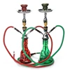 Pretty Arabian Head Medium Size Hookah Pipe With 2 Hoses Glass Vase of Green Red Best Gift Charcoal Shisha Hookah