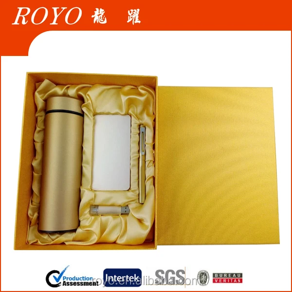 promotional 4pcs set power bank gift set with insulation cup