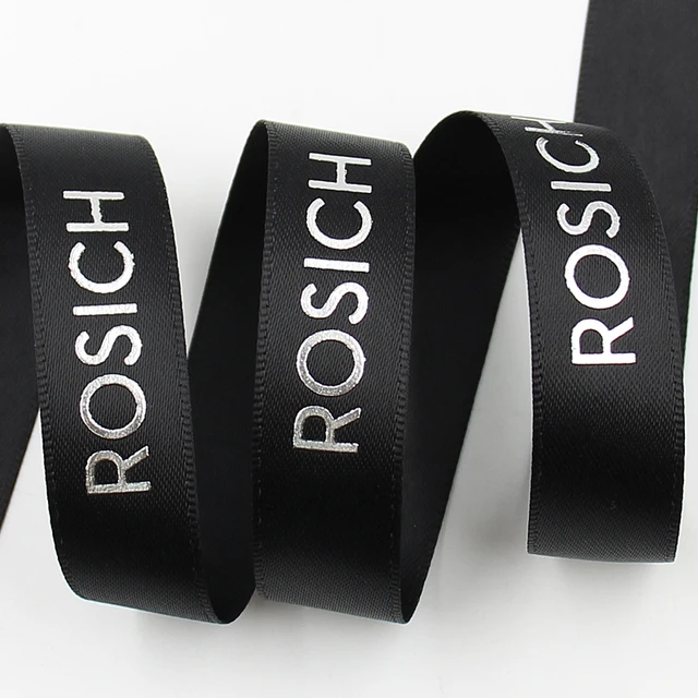 black gift packing satin ribbon gold foil satin ribbon