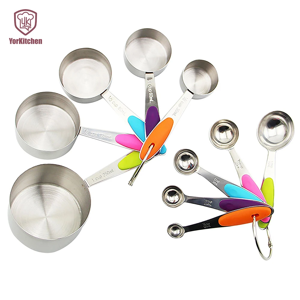 Wholesale Amazon 10pcs stainless steel silicone handle measuring cups, Customized
Wholesale Amazon 10pcs stainless steel silicone handle measuring cups, Customized