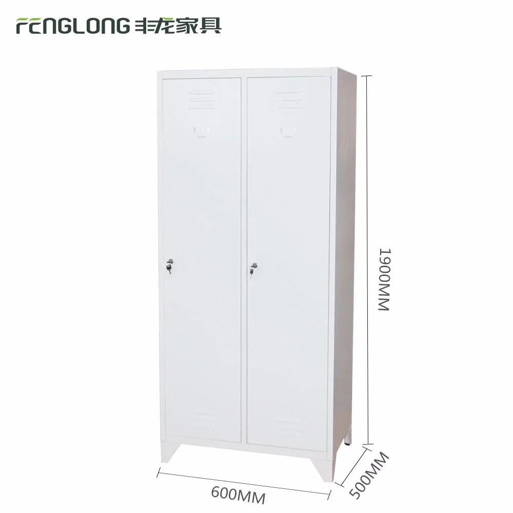 2 Door Clothing Steel Locker Wardrobe Metallic Storage Cabinet Key