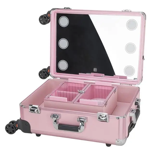 Girls Trolley Case Aluminum Jewelry Trolley Case Makeup Case With Light With Mirror
Girls Trolley Case Aluminum Jewelry Trolley Case Makeup Case With Light With Mirror