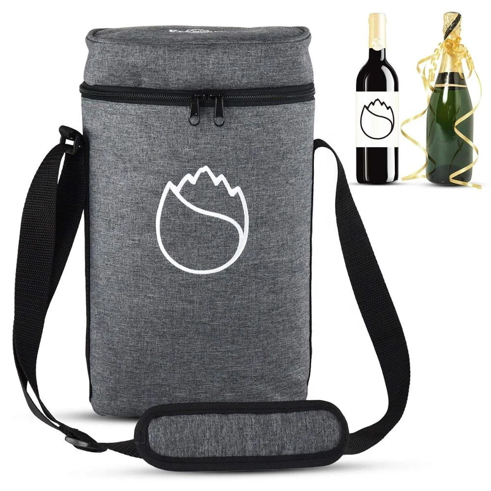 Insulated Wine Carrier for 2 Bottles with Shoulder Strap and Handle for Picnic, Travel - Suitable for Food and Snacks - Grey, Customized color
Insulated Wine Carrier for 2 Bottles with Shoulder Strap and Handle for Picnic, Travel - Suitable for Food and Snacks - Grey, Customized color