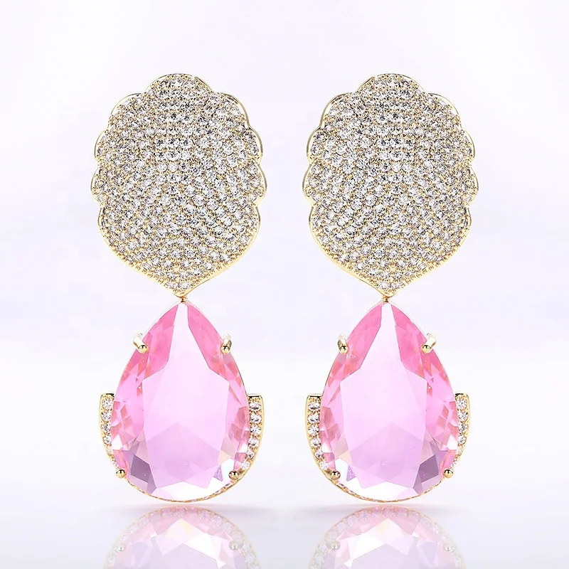 Large Water Drop CZ Earrings Luxury Design Paved Cubic Zirconia for Women Wedding Banquet Jewelry, Pink, green
Large Water Drop CZ Earrings Luxury Design Paved Cubic Zirconia for Women Wedding Banquet Jewelry, Pink, green