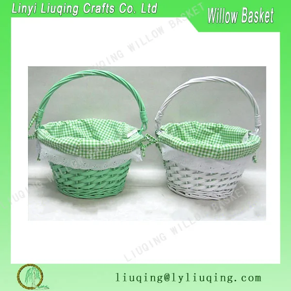 different color small round wicker storage basket easter gift