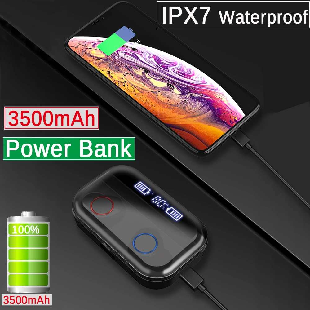 TWS Wireless Earphone Blue tooth 5.0 Earphones Power Display Touch Control Sport Stereo Two Way Radio Earbud Charging Box - ANKUX.COM