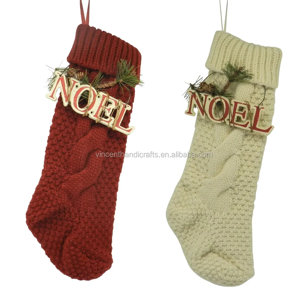 ivory white 18 inch christmas tree knit stockings christmas gift