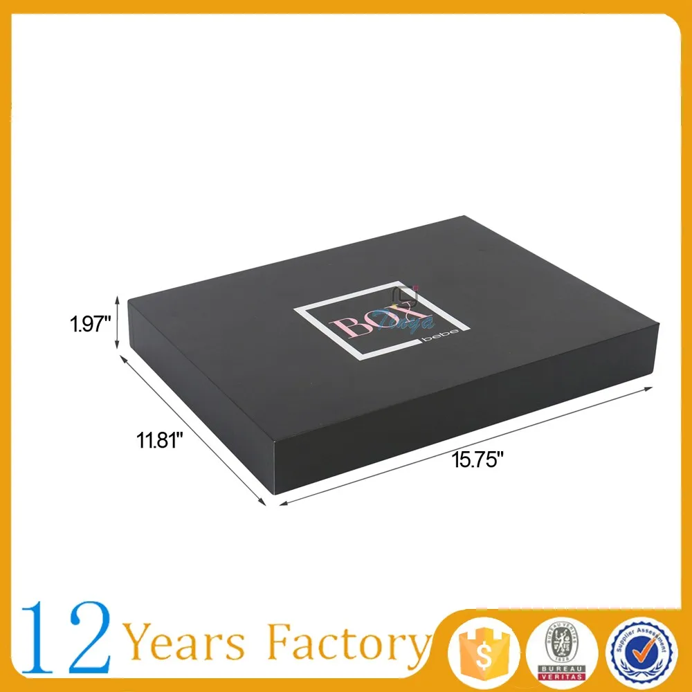 inside picture of wholesale black gift apparel packaging