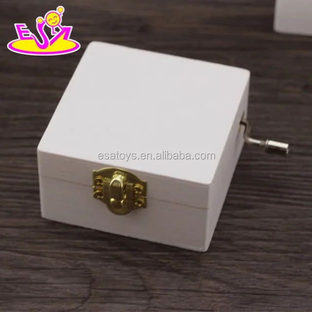 classical handmade wooden hand crank music box with customize w