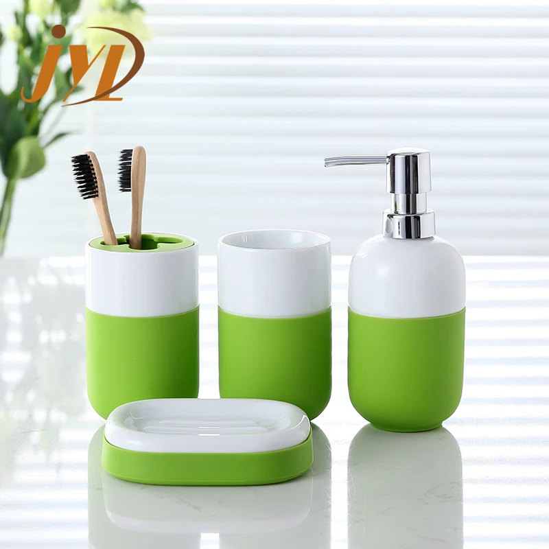 Ceramic Bathroom Accessory Set with silicone sleeve for easy grip, Assorted silicone color-ceramic bakeware
Ceramic Bathroom Accessory Set with silicone sleeve for easy grip, Assorted silicone color-ceramic bakeware