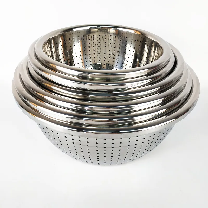 Metal Strainer Stainless Steel Fruit Colander Bowl Perforated Drainer