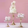 crystal gold decorating beaded cake stand rack for wedding party celebrational cupcake dessert display metal set centerpiece