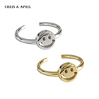 Low MOQ engagement smile gold adjustable silver rings