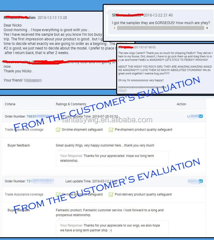 From the customer's evaluation