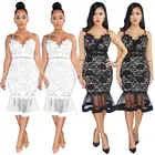 9032011 Wholesale sexy sling mesh lace maxi white midi wrap lady dress