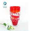 Hot sale classic oval thick cylinder shape flower arranging red color and clear murano art glass vase for wedding centerpiece
