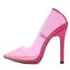 CSS398 PVC transparent high heel shoes for women pumps pointed toe dress shoes for ladies