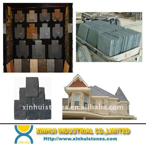 Black/yellow/green/grey Roofing Slate with holes,Roof slate tiles