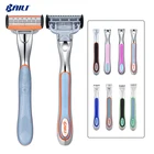 Baili 5 blade wholesale metal silver removable shaving cartridges razor for men