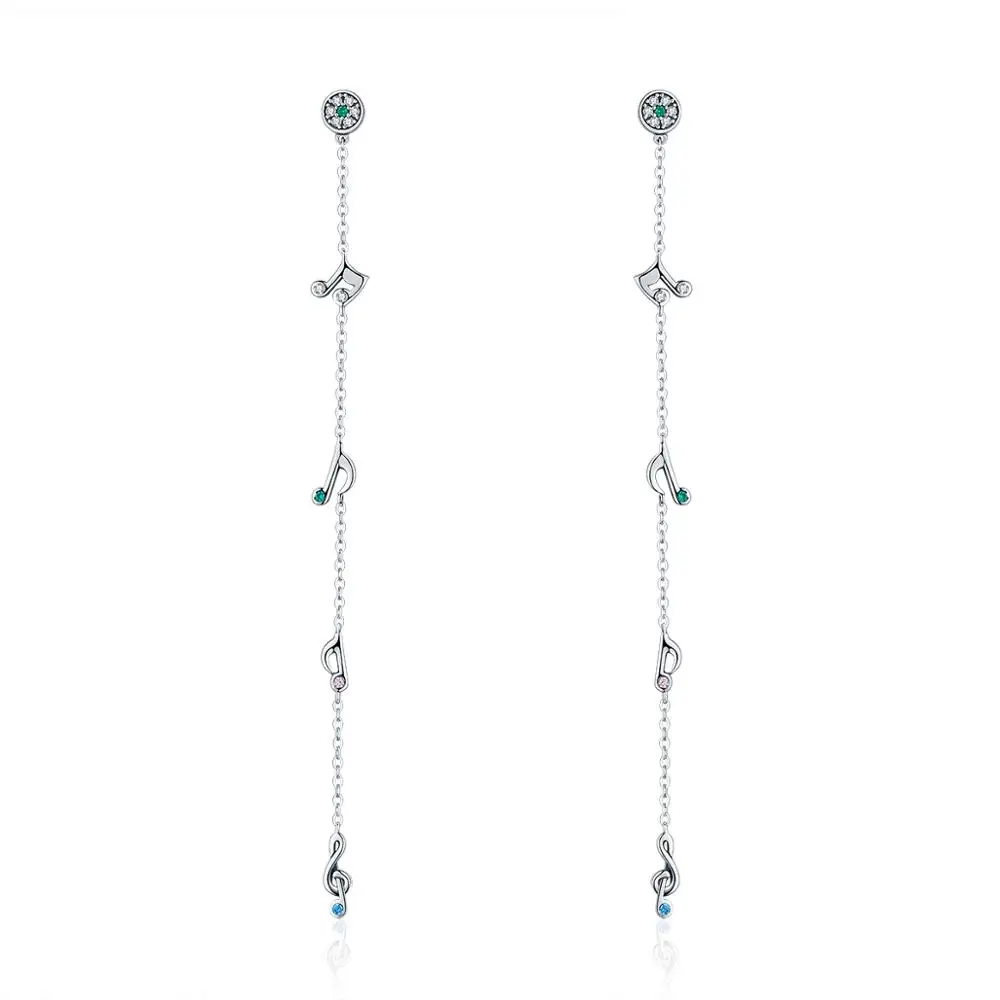 Women Silver Zircon Earrings Fashion 925 Sterling Silver Swaying Musical Note Long Drop Earrings, Green
Women Silver Zircon Earrings Fashion 925 Sterling Silver Swaying Musical Note Long Drop Earrings, Green