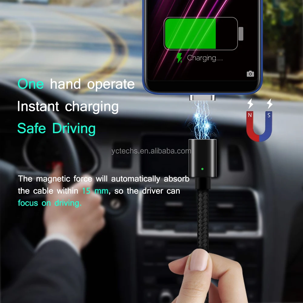 Whole sale Nylon braided Magnetic USB Cable male toType c male phone Fast charging adapter cable for Macbook and Smart phone - ANKUX.COM