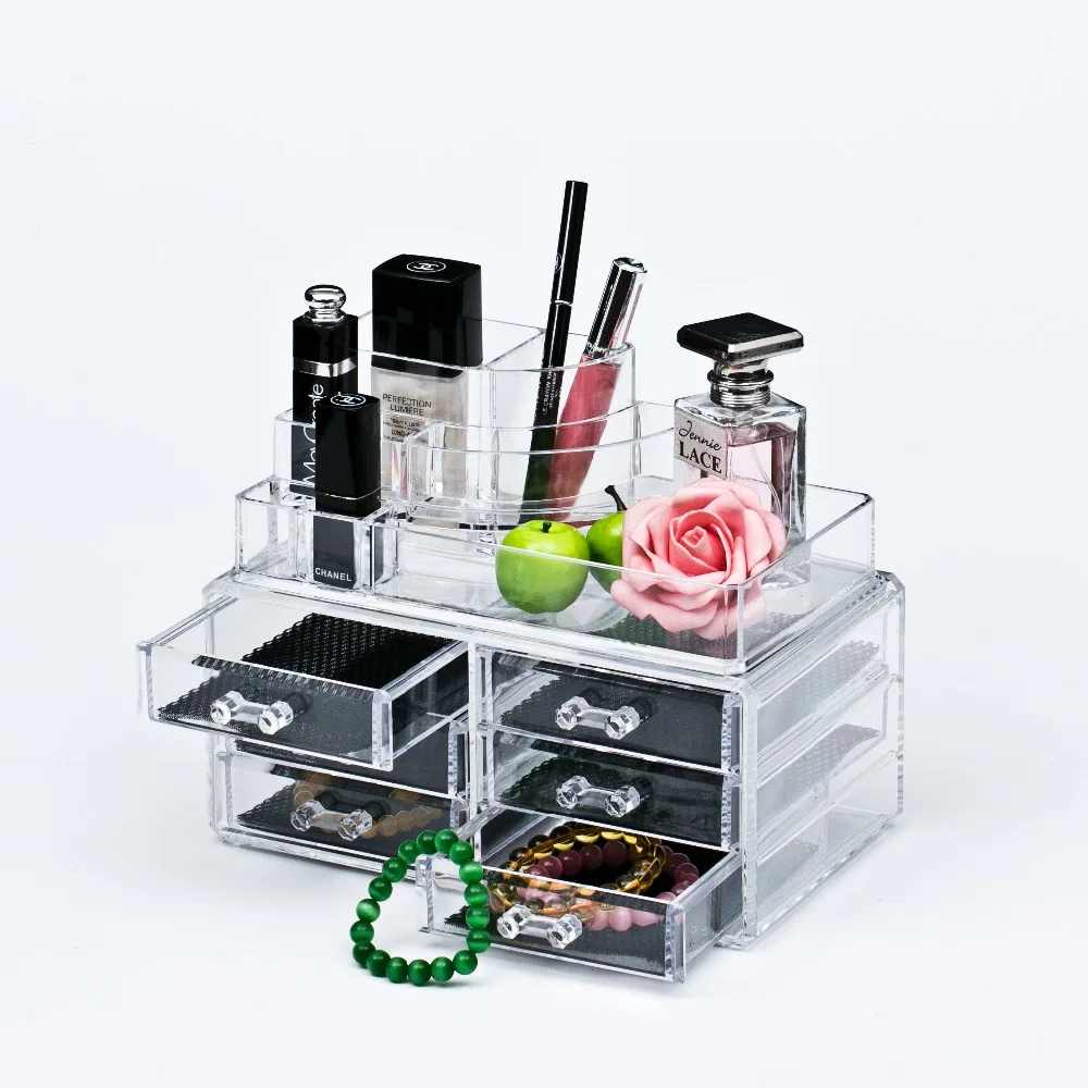 Multipropósito transparente maquillaje acrílico organizador con 6