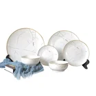 Round white marble popular ceramic dinnerware set, diner set dinnerware
