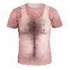 YWLL Summer Funny 3D Muscle T Shirt Tops Naked Chest Hair Personality T-shirts for Men Women Sexy Man Nude tshirt