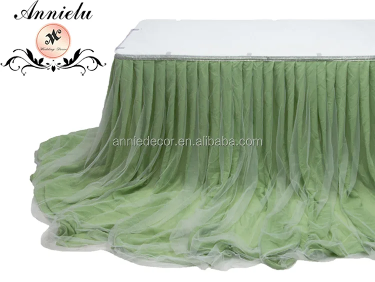 Whosale Fancy long chiffon mesh table skirt wedding party events