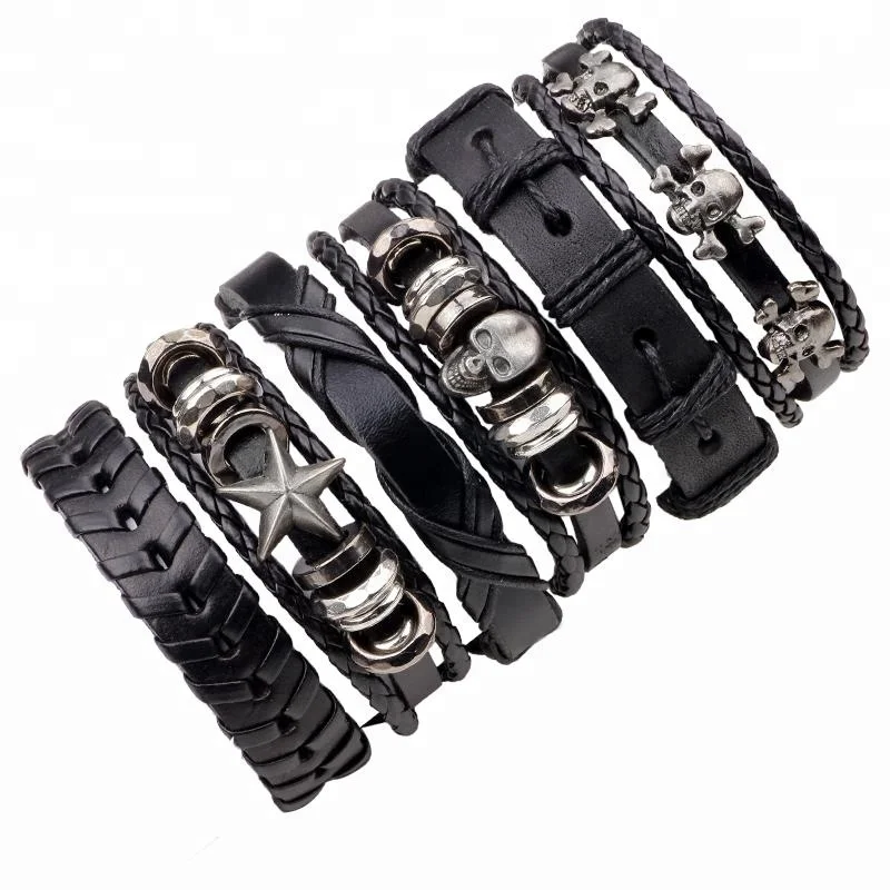 Mens alloy star & skull charms pu leather bracelets set,adjustable leather stretched bracelets
Mens alloy star & skull charms pu leather bracelets set,adjustable leather stretched bracelets