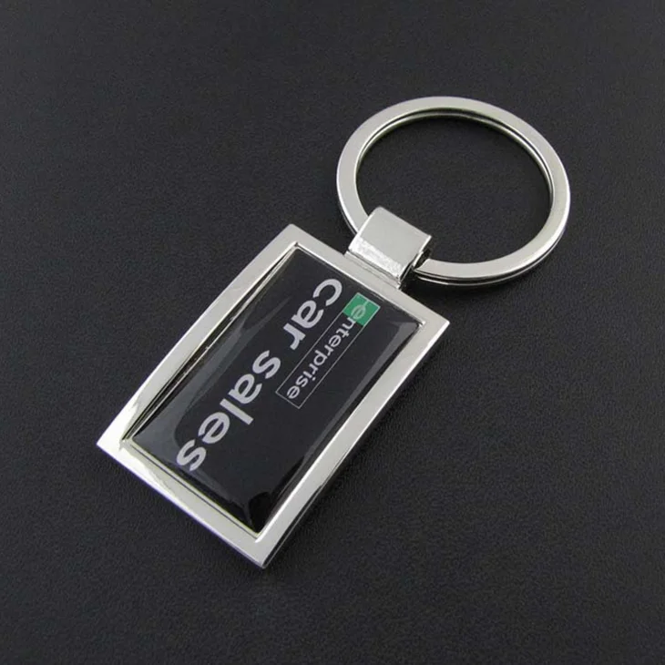 Factory Price Metal Keychain With Logo Rectangle Shape Promotional Gifts