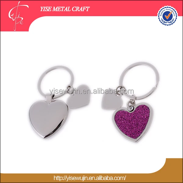 wedding gift items heart keychain durable double hearts metal