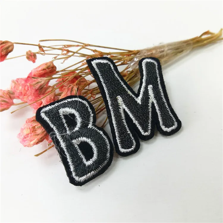 wholesale small sew on embroidery letter patches for hat clothing