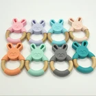 2018 New Design silicone and wood teether and Wood Baby Teether Baby Teether Toy