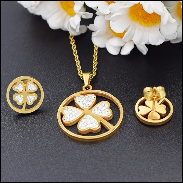 Woman gemstone stainless steel jewelry set, beautiful flower stainless steel earrings pendant necklace set, 18k gold
Woman gemstone stainless steel jewelry set, beautiful flower stainless steel earrings pendant necklace set, 18k gold