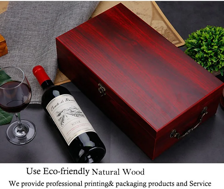 recyclable luxury wooden wine box high quality red wine gift box