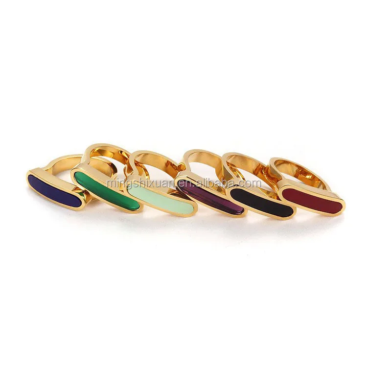 New design stainless steel good quality D shape colorful women enamel rings wholesale