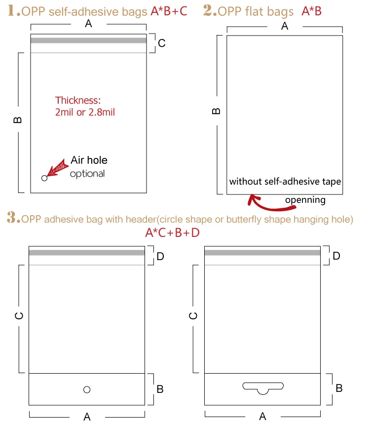 new design custom printing clear plastic printed self adhesive package packing opp bag 