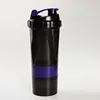 Fashionable three parts protein shakers with container water bottle plastic