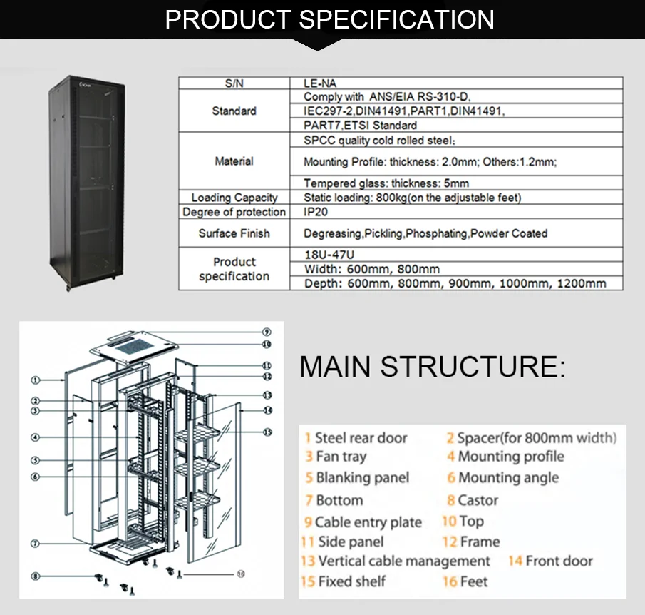 19 Inch Rack Mount Shelf 42u Data Network Switch Cabinet Buy