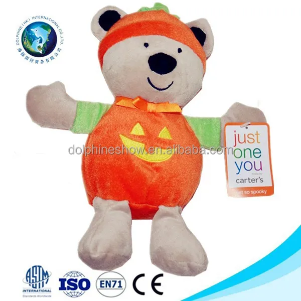 Hot selling halloween pumpkin fashion new halloween teddy bear cute soft stuffed plush halloween bear toy