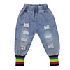Autumn winter high quality soft boys jeans distressed hole jeans children pants kids trousers